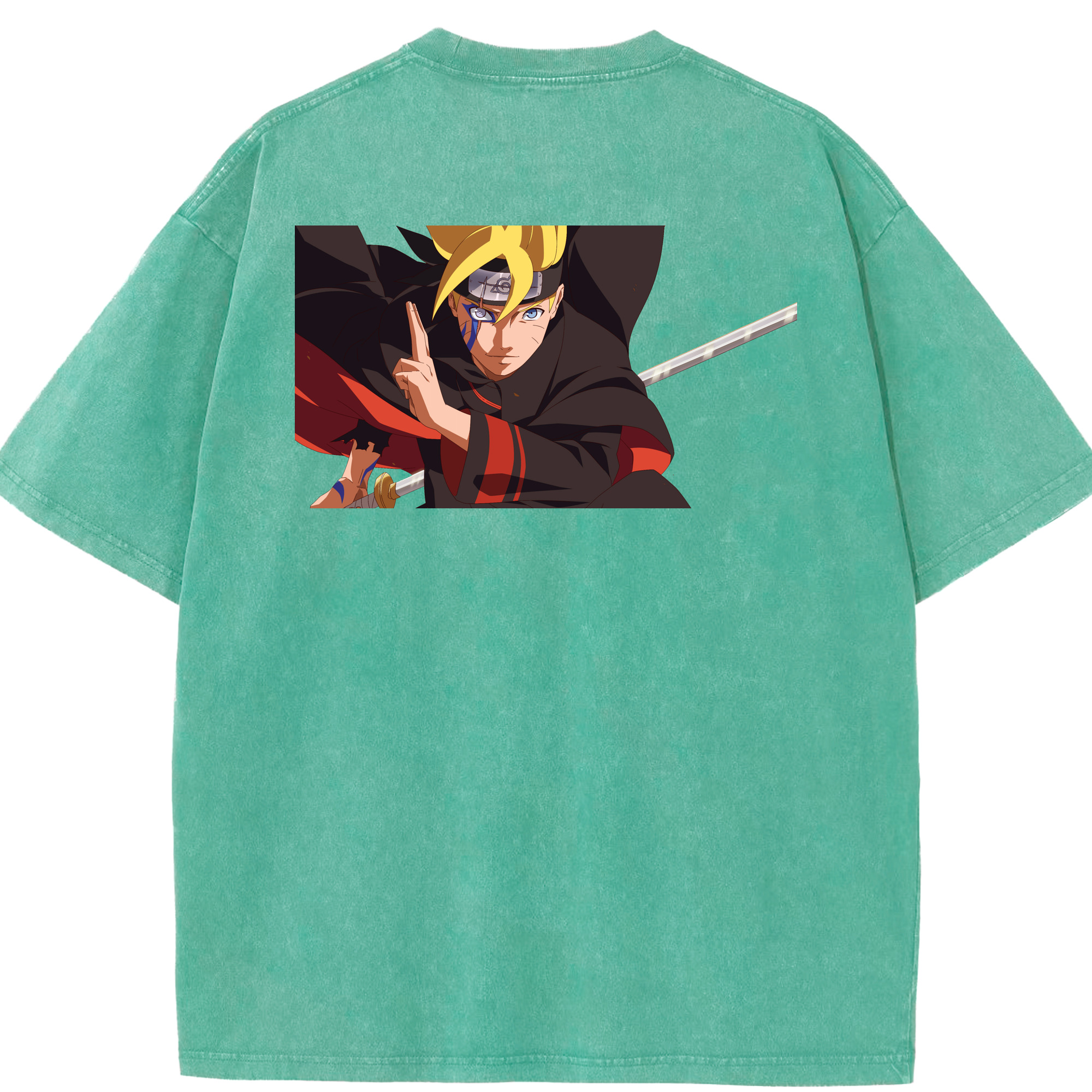 （画像用） NARUTO -ナルト- うずまき ボルト Uzumaki Boruto 綿100% ヴィンテージ風 半袖Tシャツ（背面プリント）